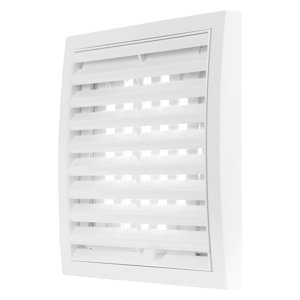 Plastová větrací mřížka s regulací a přírubou Dalap GP 100 RNFP ASA, 150x150 mm / Ø 100 mm, bílá