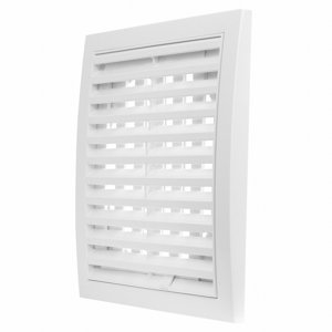 Plastová větrací mřížka s regulací a přírubou Dalap GP 150 RNFP ASA, 200x200 mm / Ø 150 mm, bílá