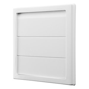 Větrací mřížka, samotížná žaluzie, příruba Dalap GP 110x55 RNFG ASA, 150x150 mm / 110x55 mm, bílá