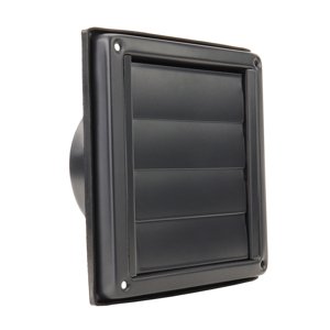 Černá větrací mřížka Dalap GM 125 RFND z nerezu, se samotížnou žaluzií, 180x180 mm / Ø 125 mm