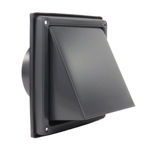 Černá větrací mřížka Dalap GM 102 BKND z nerezu, se stříškou, klapkou a přírubou, Ø 100 mm