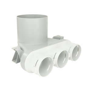 Plastový konektor do stropu Dalap Flexitech CPMC, 3 vývody o Ø 63 mm, příruba Ø 125 mm