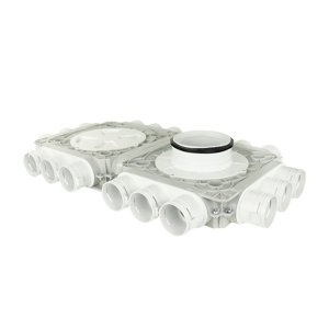 Dvojitý plastový distribuční box Dalap Flexitech PADB, 18 vývodů o Ø 63 mm, příruba Ø 150 mm