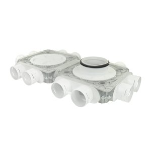 Dvojitý plastový distribuční box Dalap Flexitech PADB, 12 vývodů o Ø 75 mm, příruba Ø 160 mm