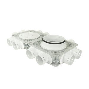 Dvojitý plastový distribuční box Dalap Flexitech PADB, 12 vývodů o Ø 75 mm, příruba Ø 200 mm