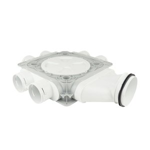 Plastový distribuční box Dalap Flexitech PADB, 6 vývodů o Ø 75 mm, příruba z boku Ø 125 mm