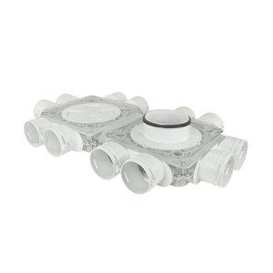 Dvojitý plastový distribuční box Dalap Flexitech PADB, 12 vývodů o Ø 90 mm, příruba Ø 160 mm