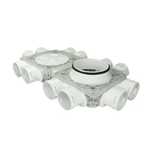 Dvojitý plastový distribuční box Dalap Flexitech PADB, 12 vývodů o Ø 90 mm, příruba Ø 200 mm