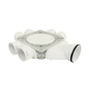 Plastový distribuční box Dalap Flexitech PADB, 6 vývodů o Ø 90 mm, příruba z boku Ø 125 mm