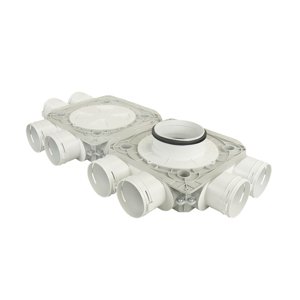 Dvojitý plastový distribuční box Dalap Flexitech PADB, 8 vývodů o Ø 90 mm, příruba Ø 150 mm