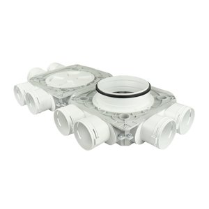 Dvojitý plastový distribuční box Dalap Flexitech PADB, 8 vývodů o Ø 90 mm, příruba Ø 200 mm