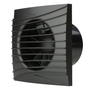 Tichý koupelnový ventilátor Dalap 125 DARK ZW s časovačem, hygrostatem a klapkou, Ø 125 mm, černý