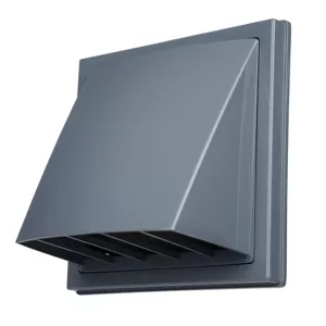 Větrací mřížka se stříškou a klapkou Dalap GP 102 BKF ASA GRAY, 150x150 mm / Ø 100 mm, šedá