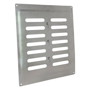 Nerezová větrací mřížka s mechanickým ovládáním 260x240 mm