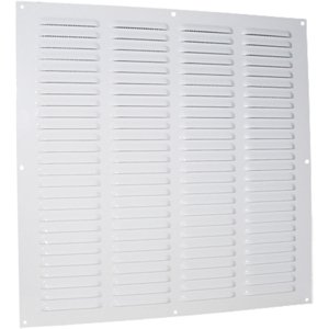 Kovová ventilační mřížka bez příruby s pevnou žaluzií a síťkou 500x500 mm, bílá