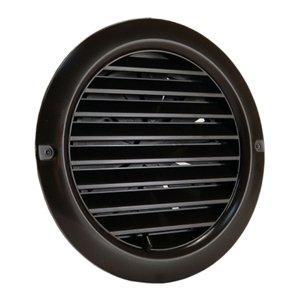 PVC větrací mřížka s přírubou a mechanicky ovládanou žaluzií Ø 100 mm, hnědá