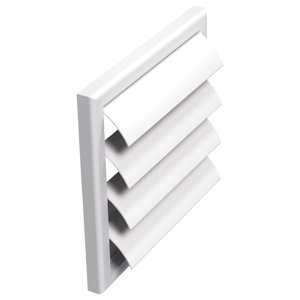 PVC větrací mřížka bez příruby se samotížnou žaluzií 186x186 mm, bílá