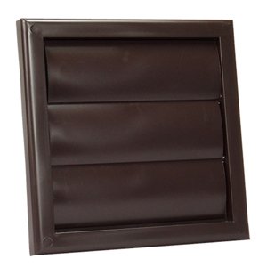 PVC větrací mřížka bez příruby se samotížnou žaluzií 186x186 mm, hnědá