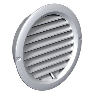 PVC větrací mřížka s přírubou a mechanicky ovládanou žaluzií Ø 150 mm, bílá