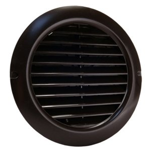 PVC větrací mřížka s přírubou a mechanicky ovládanou žaluzií Ø 150 mm, hnědá