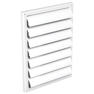 PVC větrací mřížka bez příruby se samotížnou žaluzií 221x299 mm, bílá