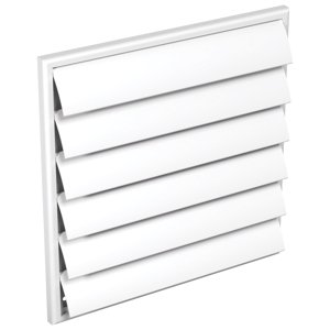 PVC větrací mřížka bez příruby se samotížnou žaluzií 250x250 mm, bílá