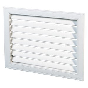 PVC ventilační mřížka bílá s pevnou žaluzií 600x303 mm