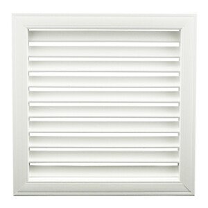 PVC ventilační mřížka bílá s pevnou žaluzií 303x303 mm