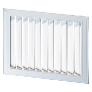 PVC ventilační mřížka bílá s pevnou žaluzií 603x303 mm
